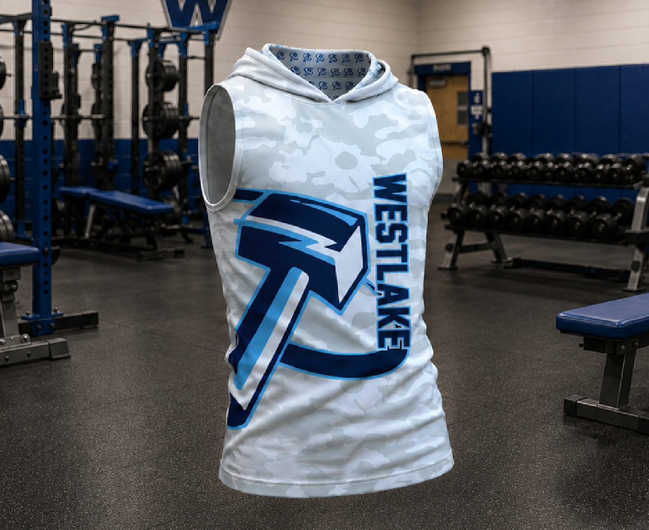 Men's and Youth Sleeveless Compression Tee with Hood — custom compression uniform