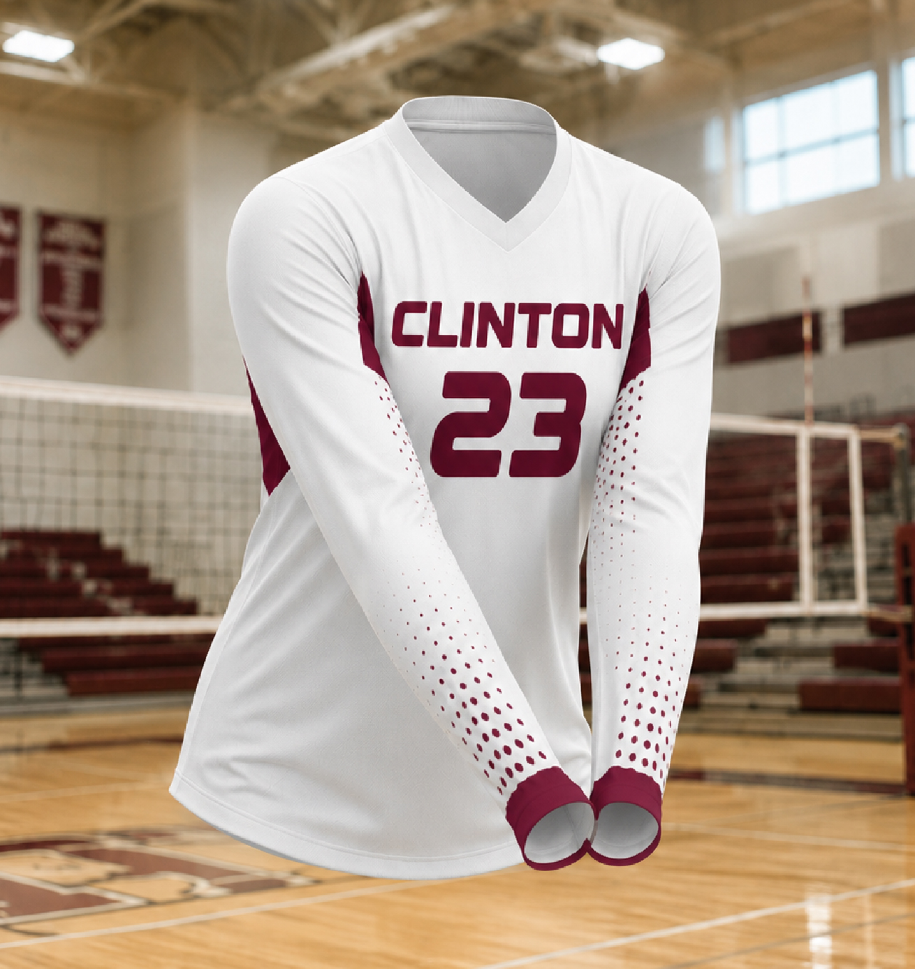 Long Sleeve V-Neck Jersey (Women's, Youth) — custom volleyball uniform