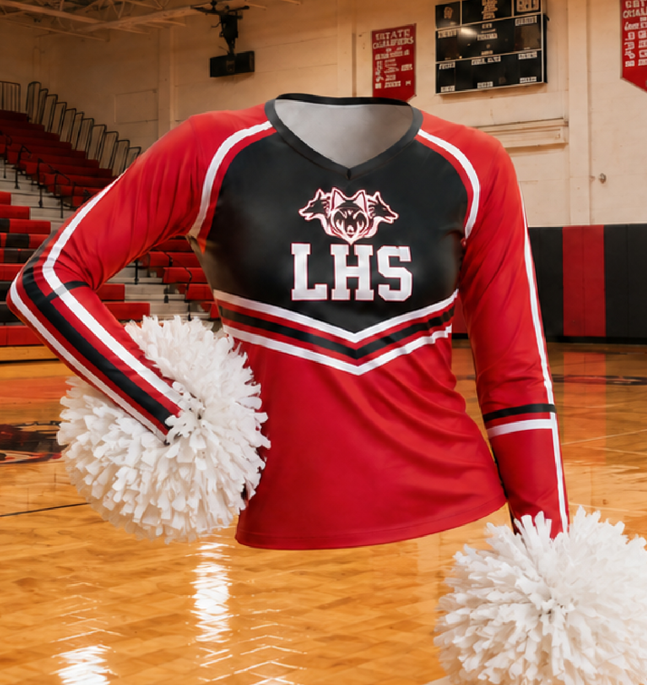 Long Sleeve V-Neck Shell — custom cheer uniform