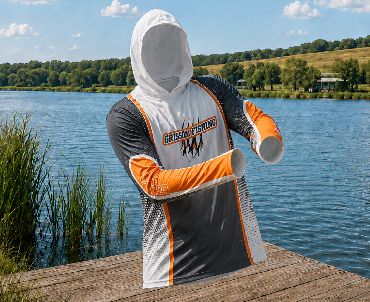 Fishing Hooded Long Sleeve Tech T-Shirt — custom fishing uniform