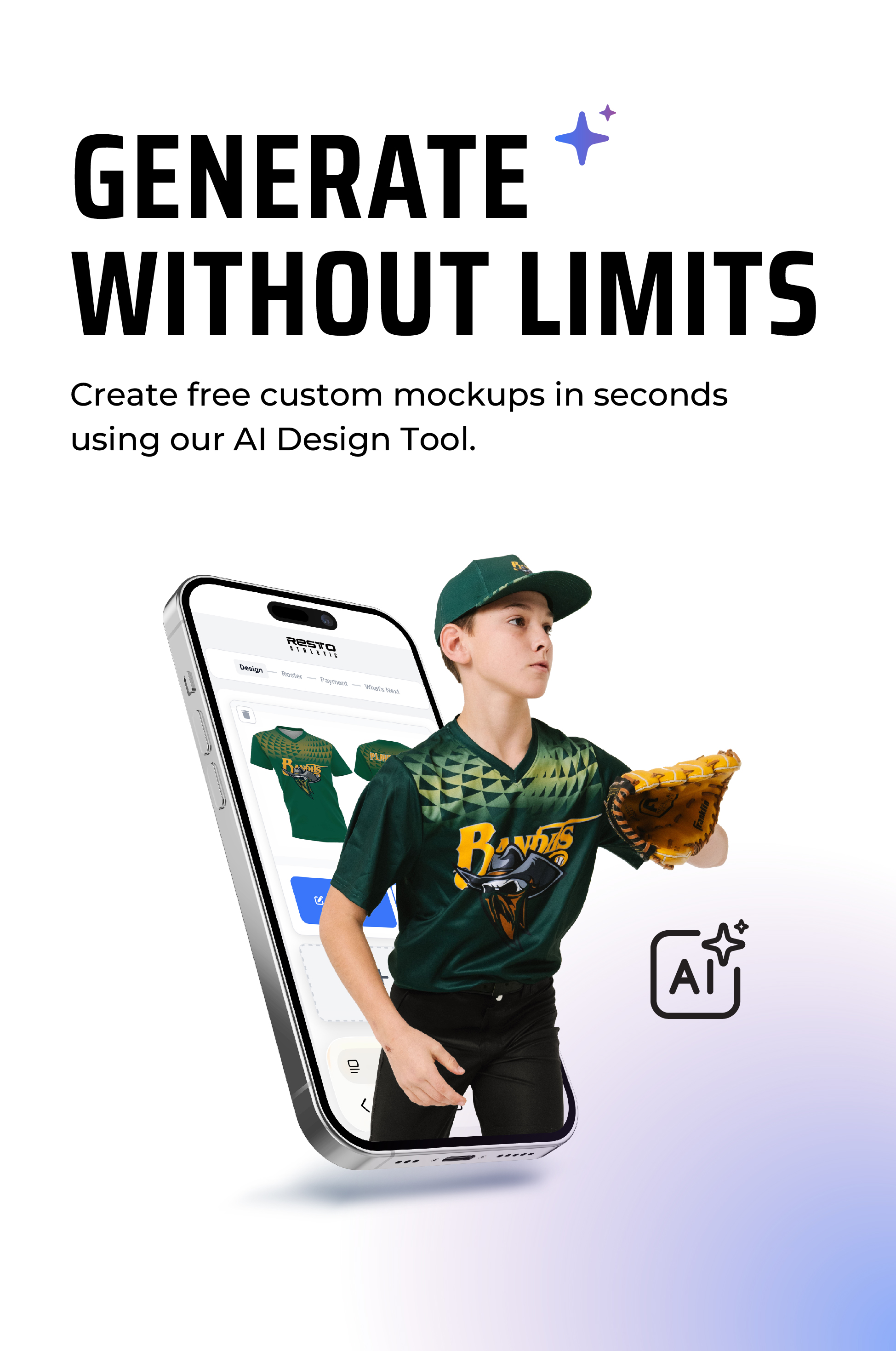 Custom athletic uniforms created with AI