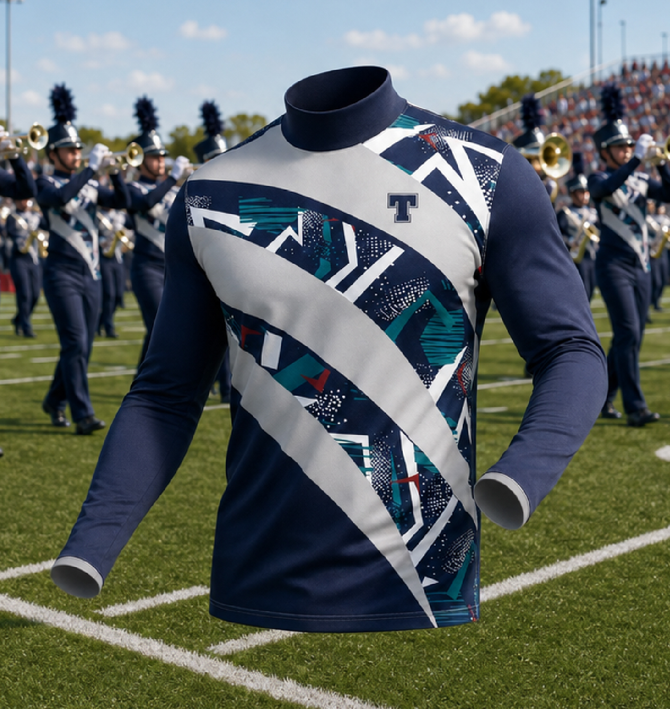 Long Sleeve Mock Turtle Stretch Top — custom marching band uniform